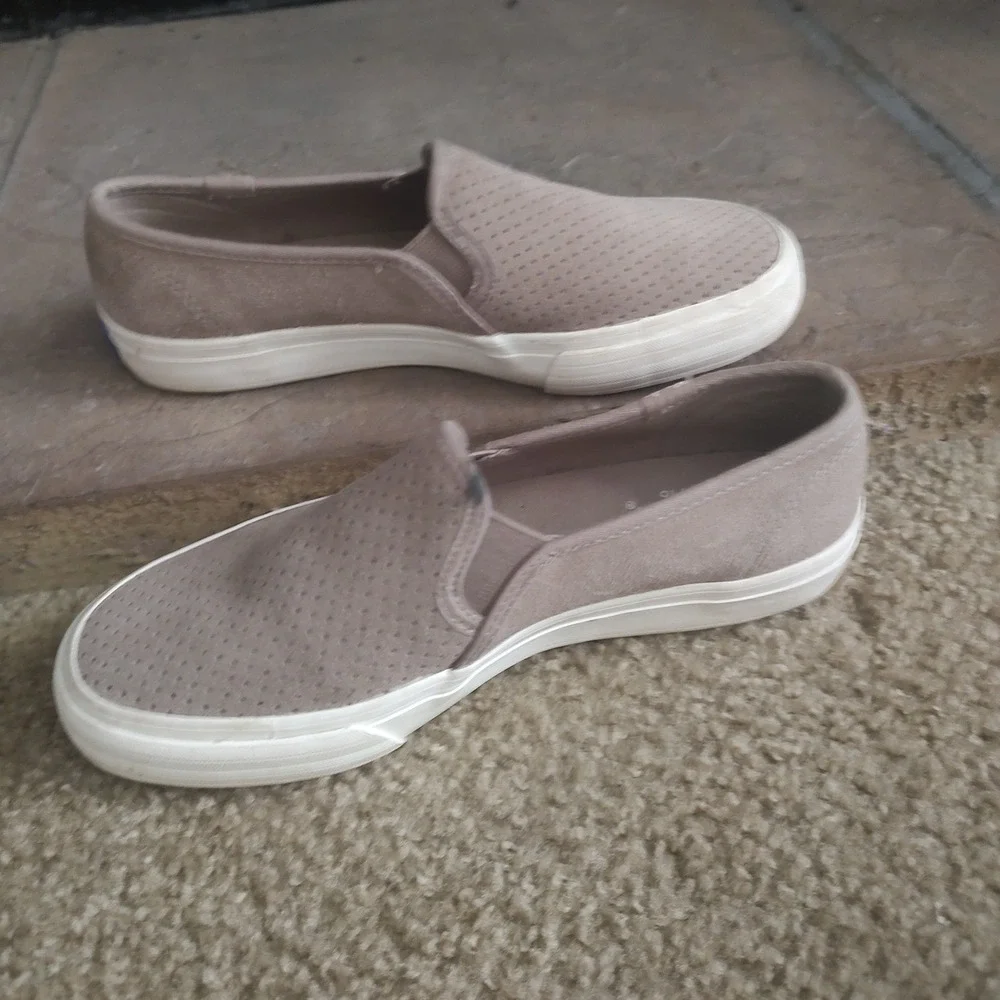 Keds Kids Taupe Suede Perforated Slip On‎ Sneakers Ortholite Beige Shoes
